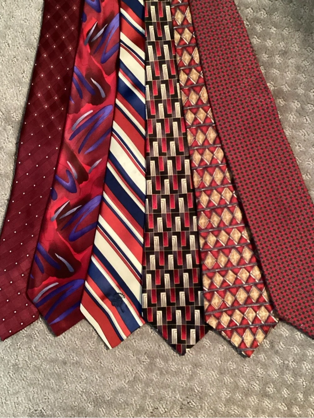Men's Tie Collection, Red Patterned, Bundle of Six Classic Dress Ties - Picture 1 of 4